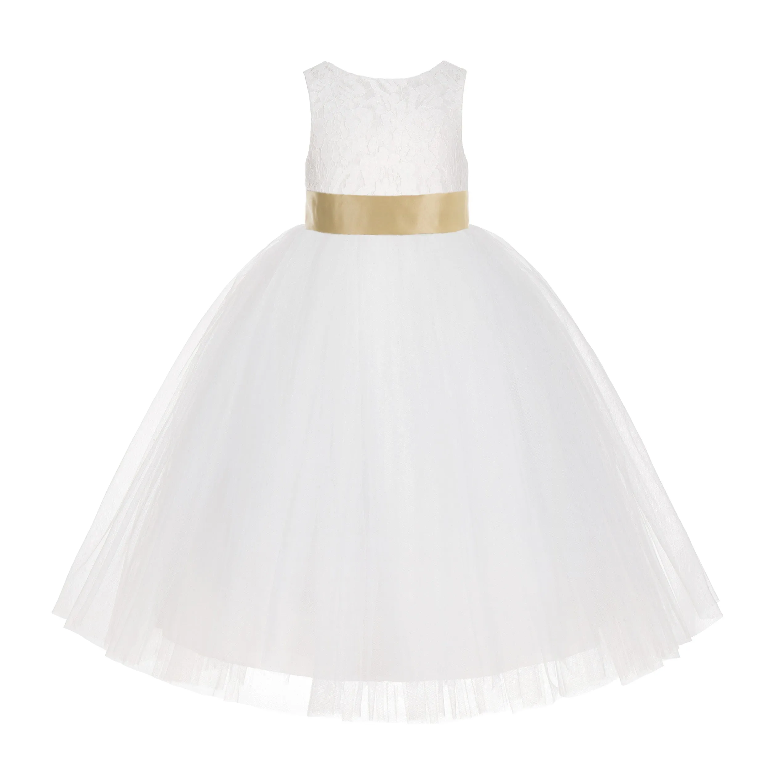 Ivory Floral Lace Flower Girl Dress Special Events Christening Pageant Gown Communion Recital LG7(4)