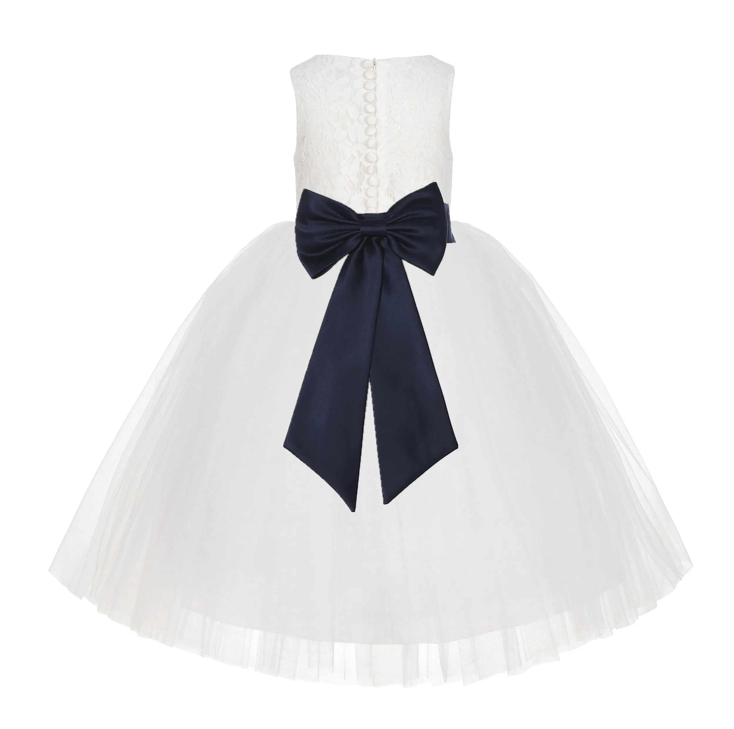 Ivory Floral Lace Flower Girl Dress Special Events Christening Pageant Gown Communion Recital LG7(4)