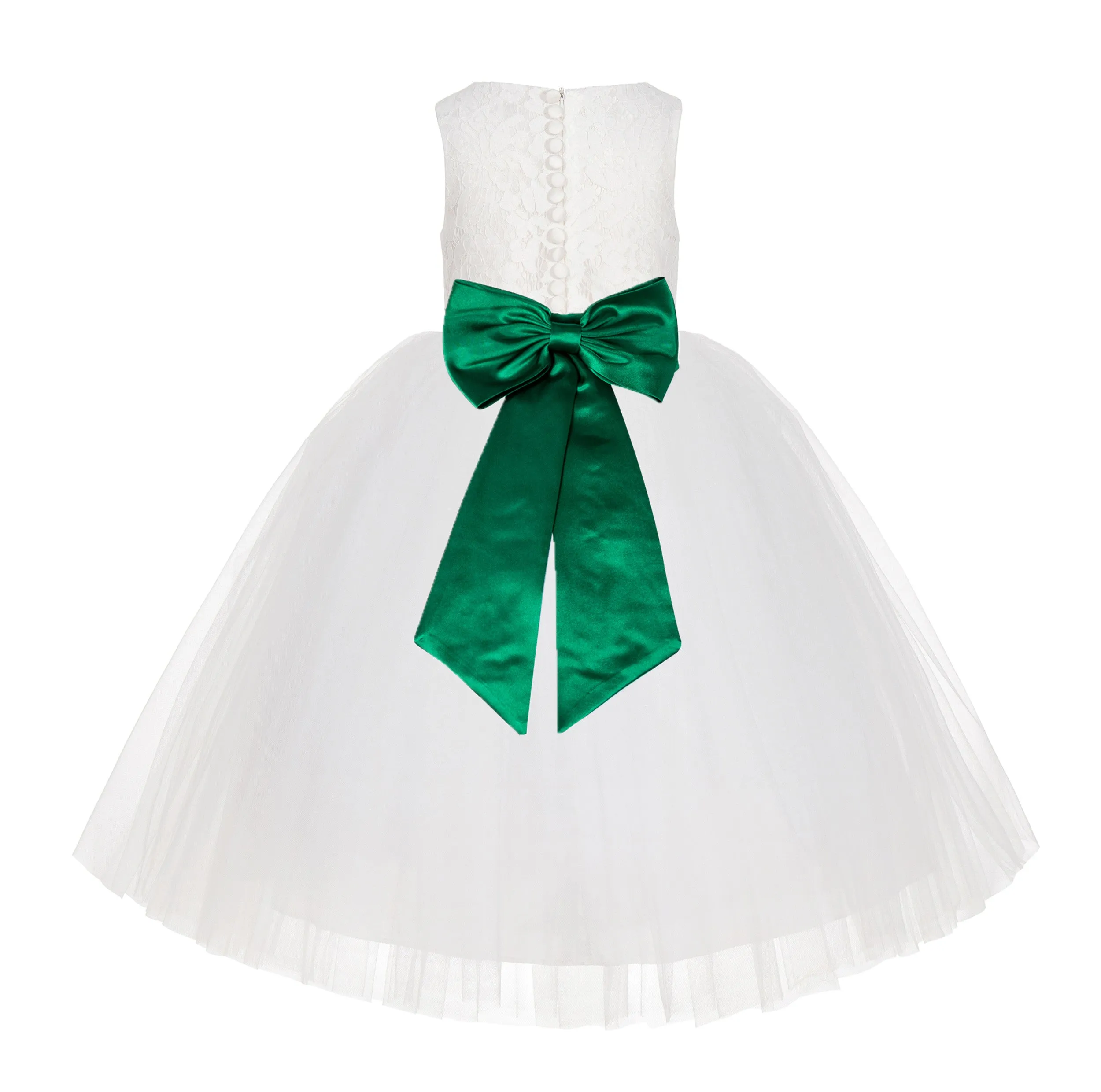 Ivory Floral Lace Flower Girl Dress Special Events Christening Pageant Gown Communion Recital LG7(4)