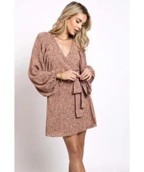 Kennedy Wrap Dress Blush Animal
