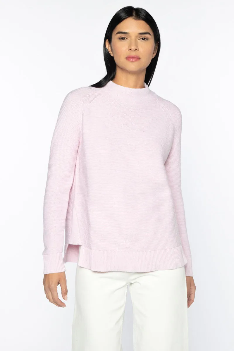 KINROSS CASHMERE - GARTER STITCH FUNNEL SWEATER IN COTTON