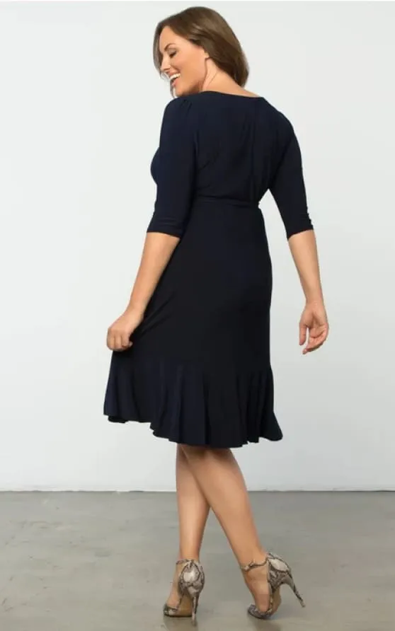 Kiyonna- Whimsy Wrap Dress in Navy
