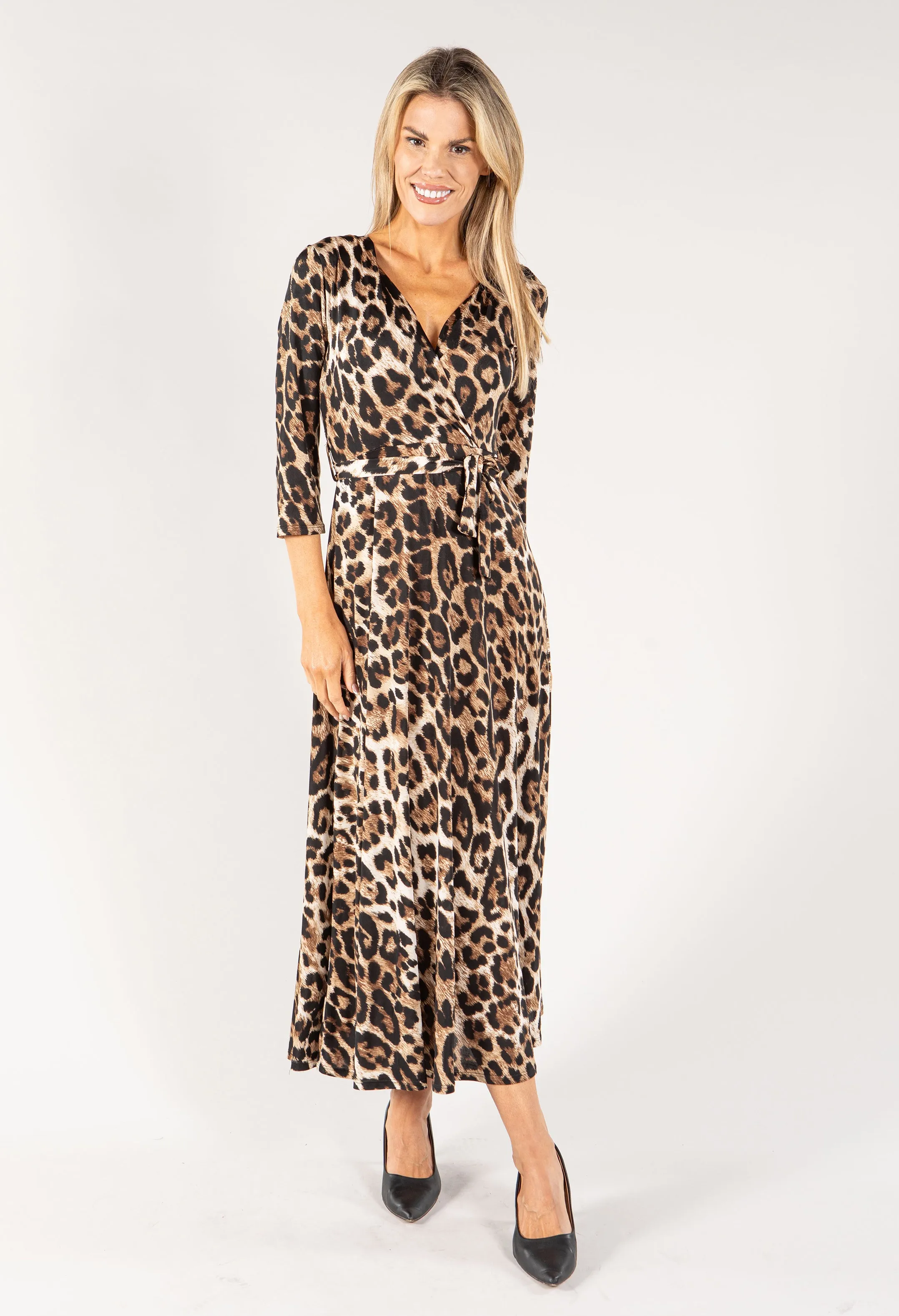 Leo Print Wrap Dress