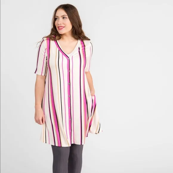 Limitless Button Tunic in Vintage Stripes