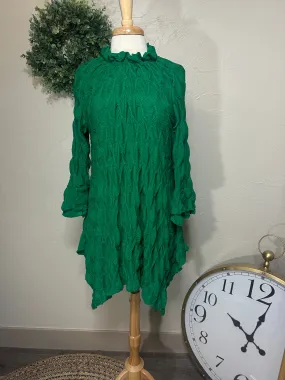 Lovely Lady Textured Green Shark Bite Handkerchief Tunic