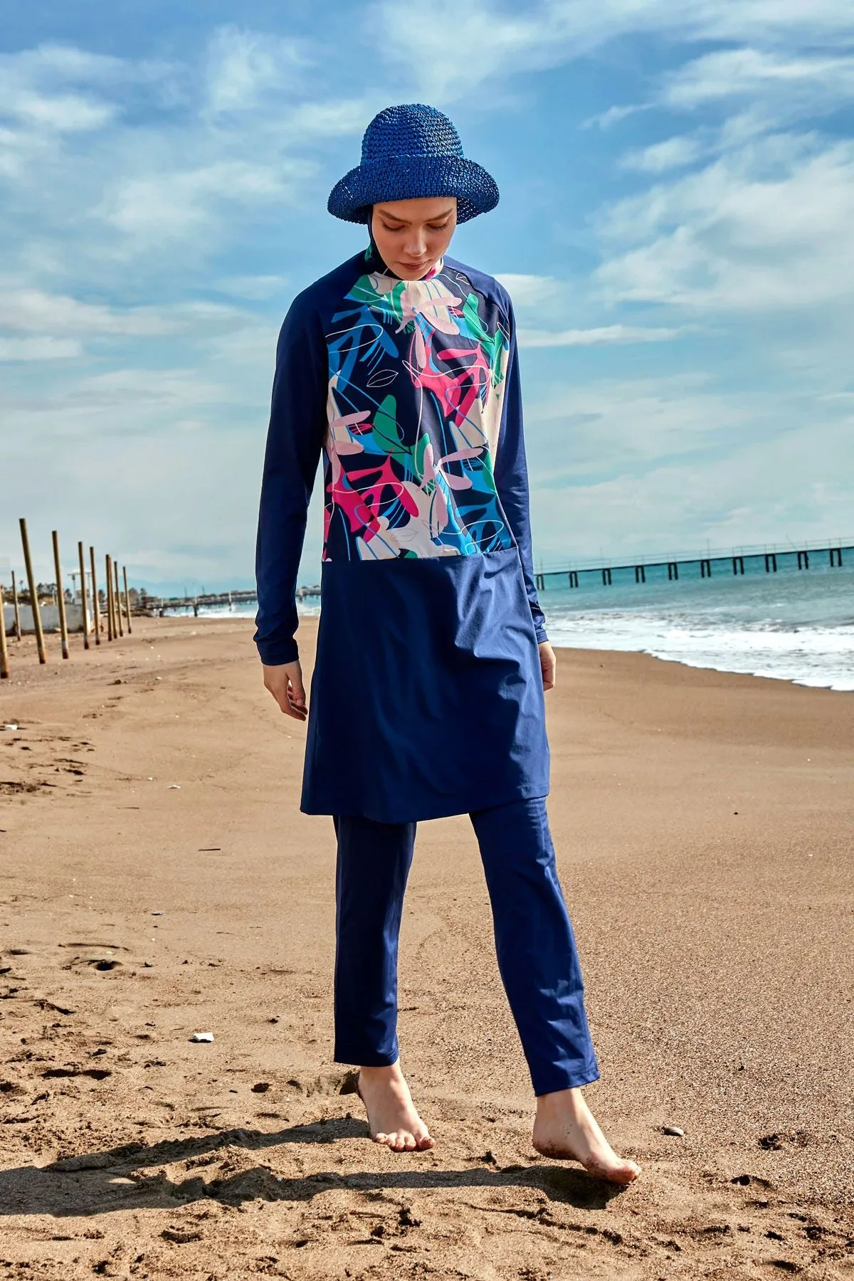 Lycra Navy Burkini Modest Swimwear M2497