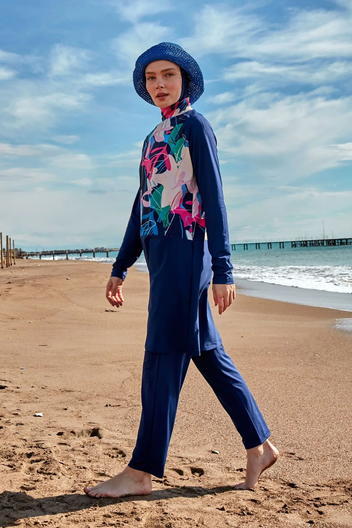 Lycra Navy Burkini Modest Swimwear M2497