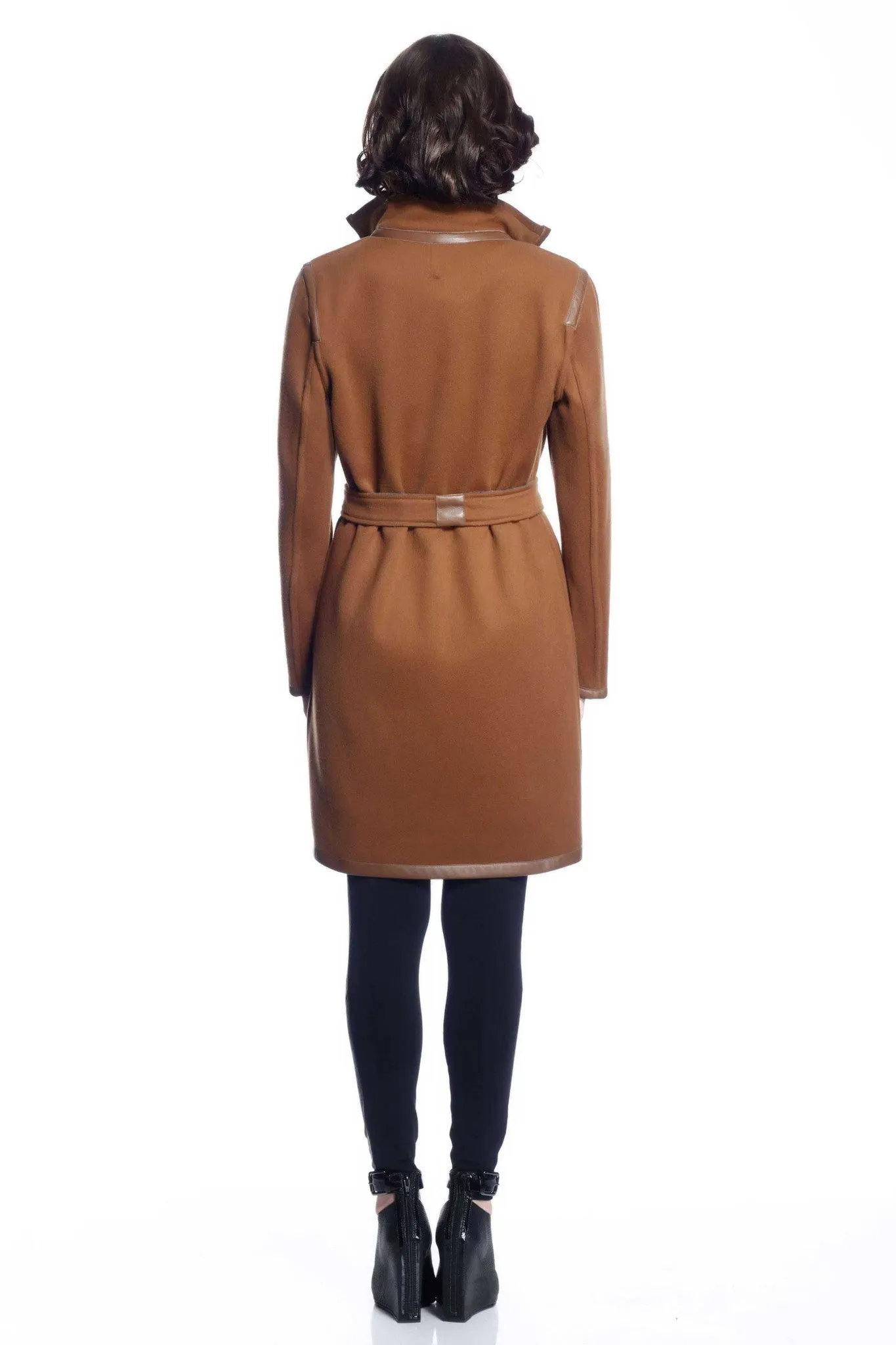 Margaret Reversible Wool/Cashmere Coat - Brown/Grey