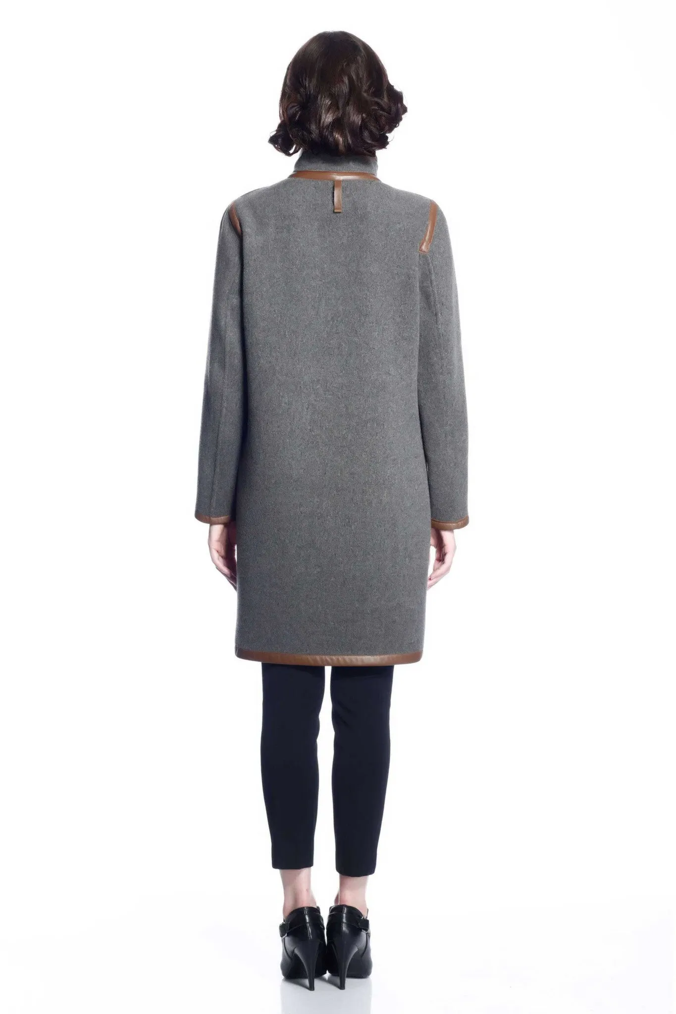 Margaret Reversible Wool/Cashmere Coat - Brown/Grey