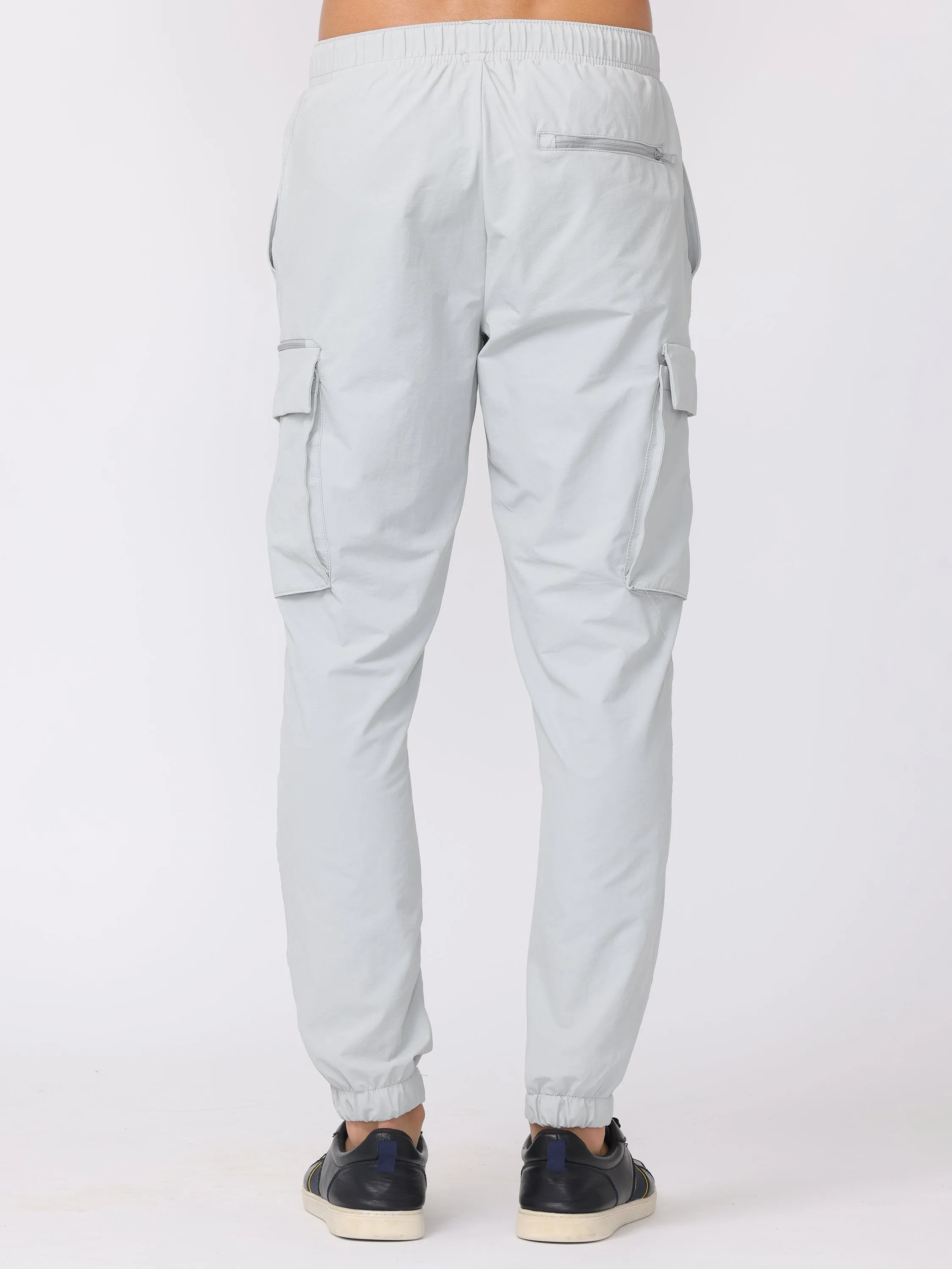 Men Light Grey Comfort Fit Parachute Joggers
