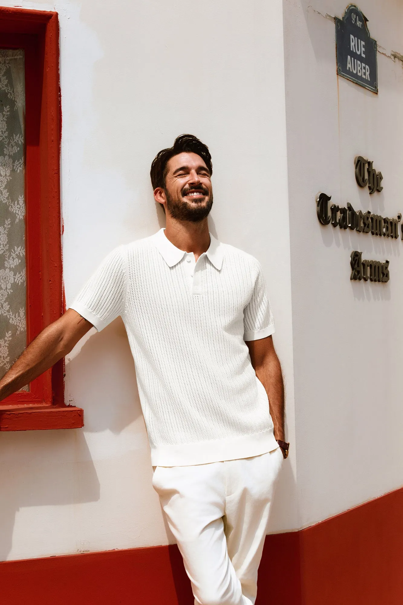 Men Wheatear Textured Polo-Shirt Short Sleeve Lapel Collar Knitwear Tops