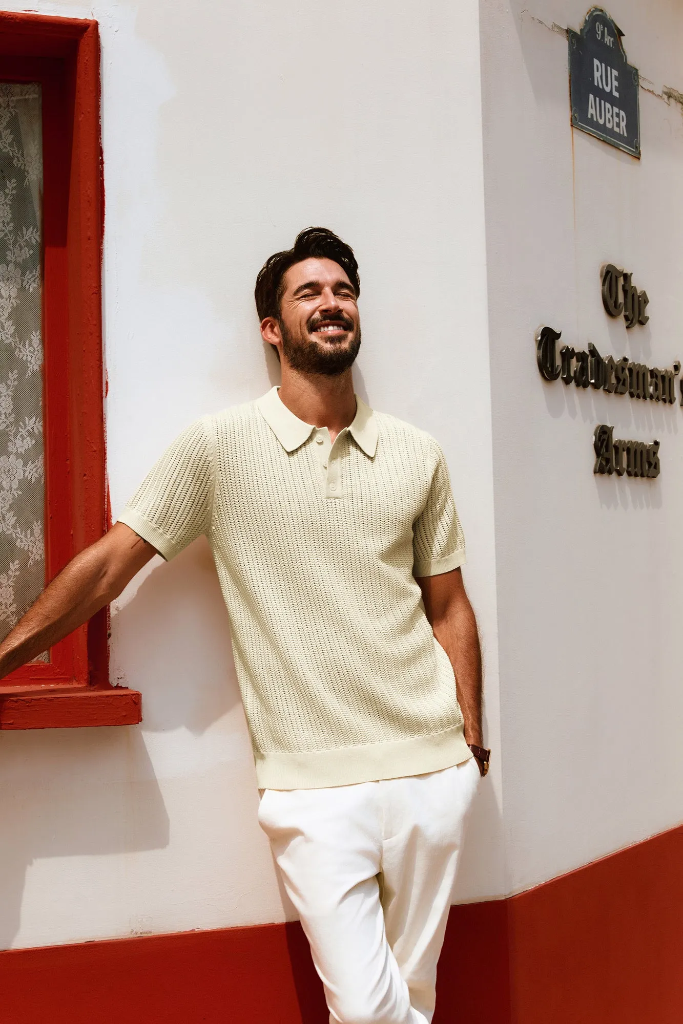 Men Wheatear Textured Polo-Shirt Short Sleeve Lapel Collar Knitwear Tops