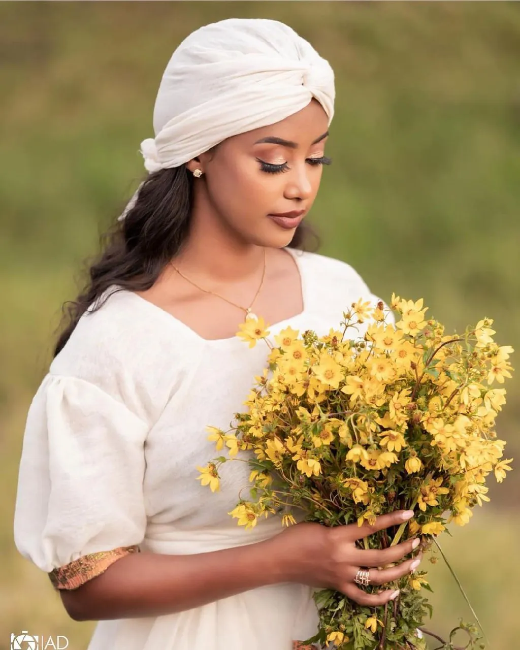 Modern Gurage Cultural Dress with Pants Set and Headscarf Traditional Gurhaghe Dress