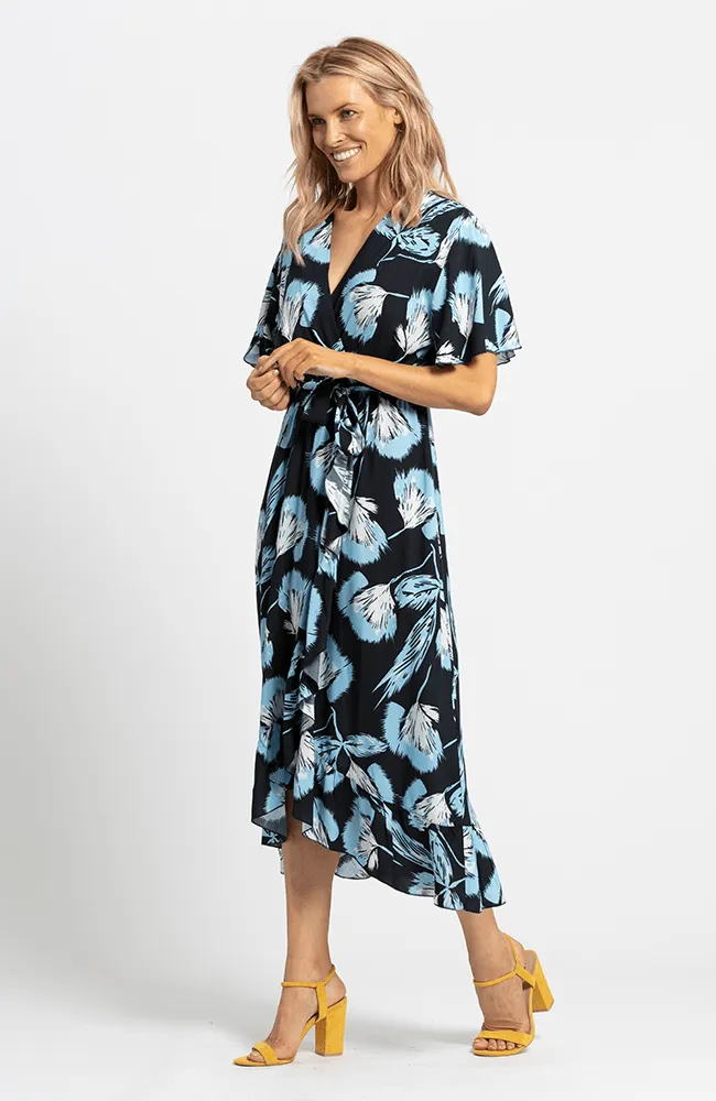 Navy Floral Round Neck Dress - Hope Dress