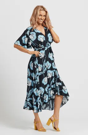 Navy Floral Round Neck Dress - Hope Dress