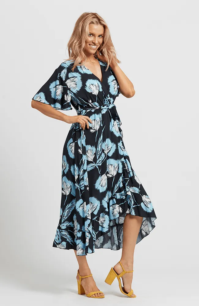 Navy Floral Round Neck Dress - Hope Dress