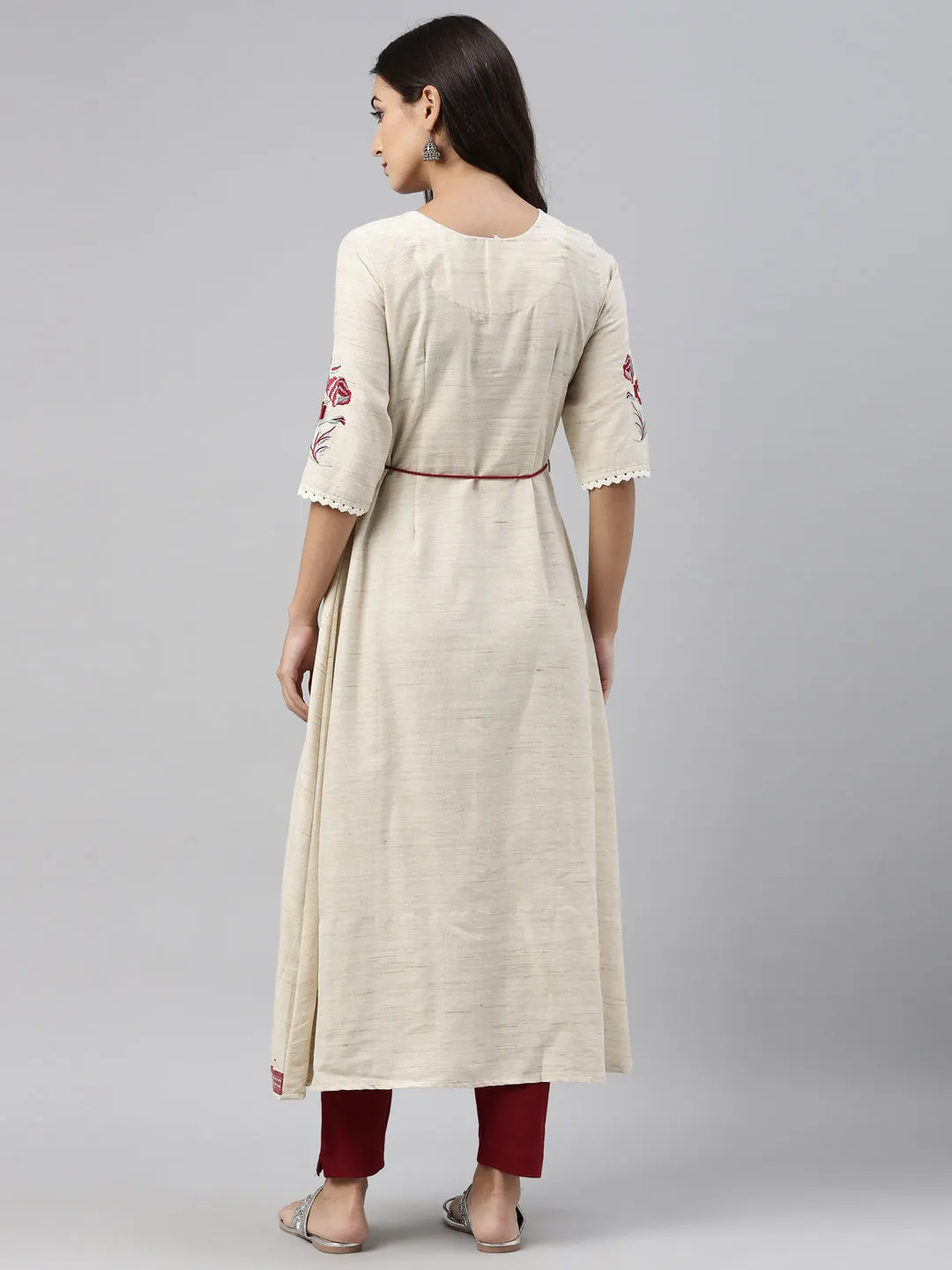 Neeru's Beige Color Cotton Fabric Tunic