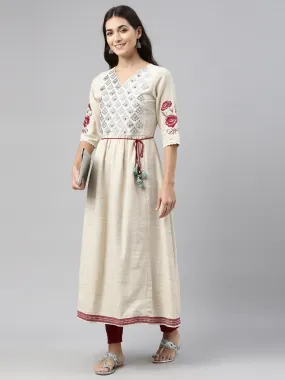 Neeru's Beige Color Cotton Fabric Tunic