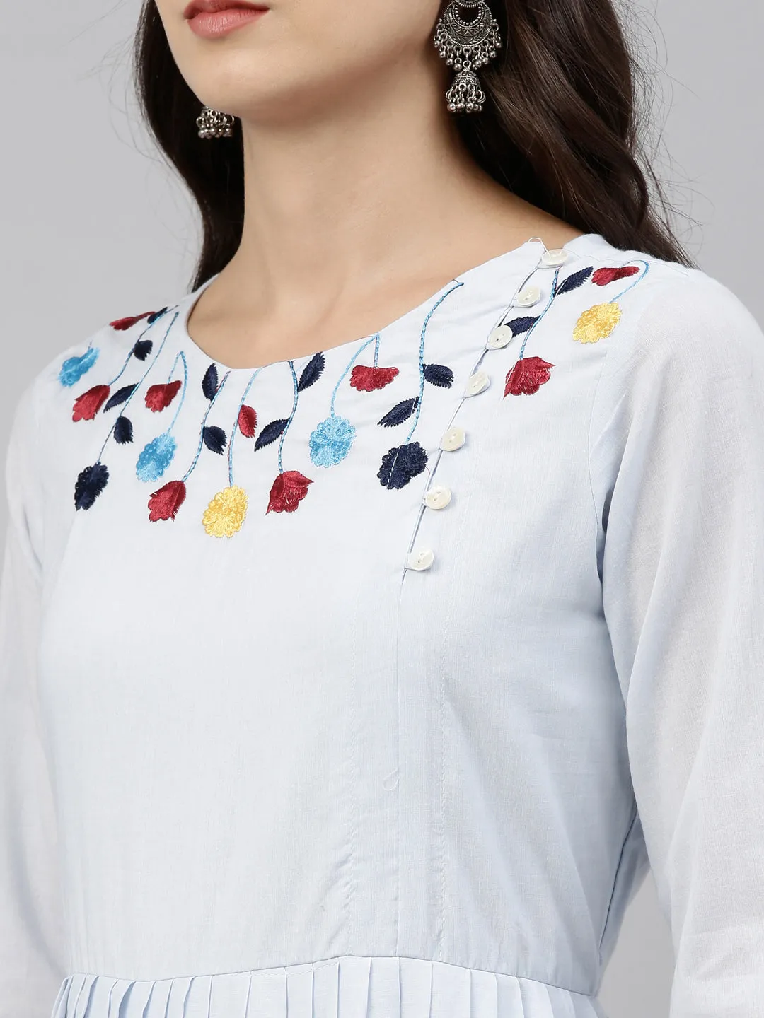 Neeru's Blue Color Cotton Fabric Tunic
