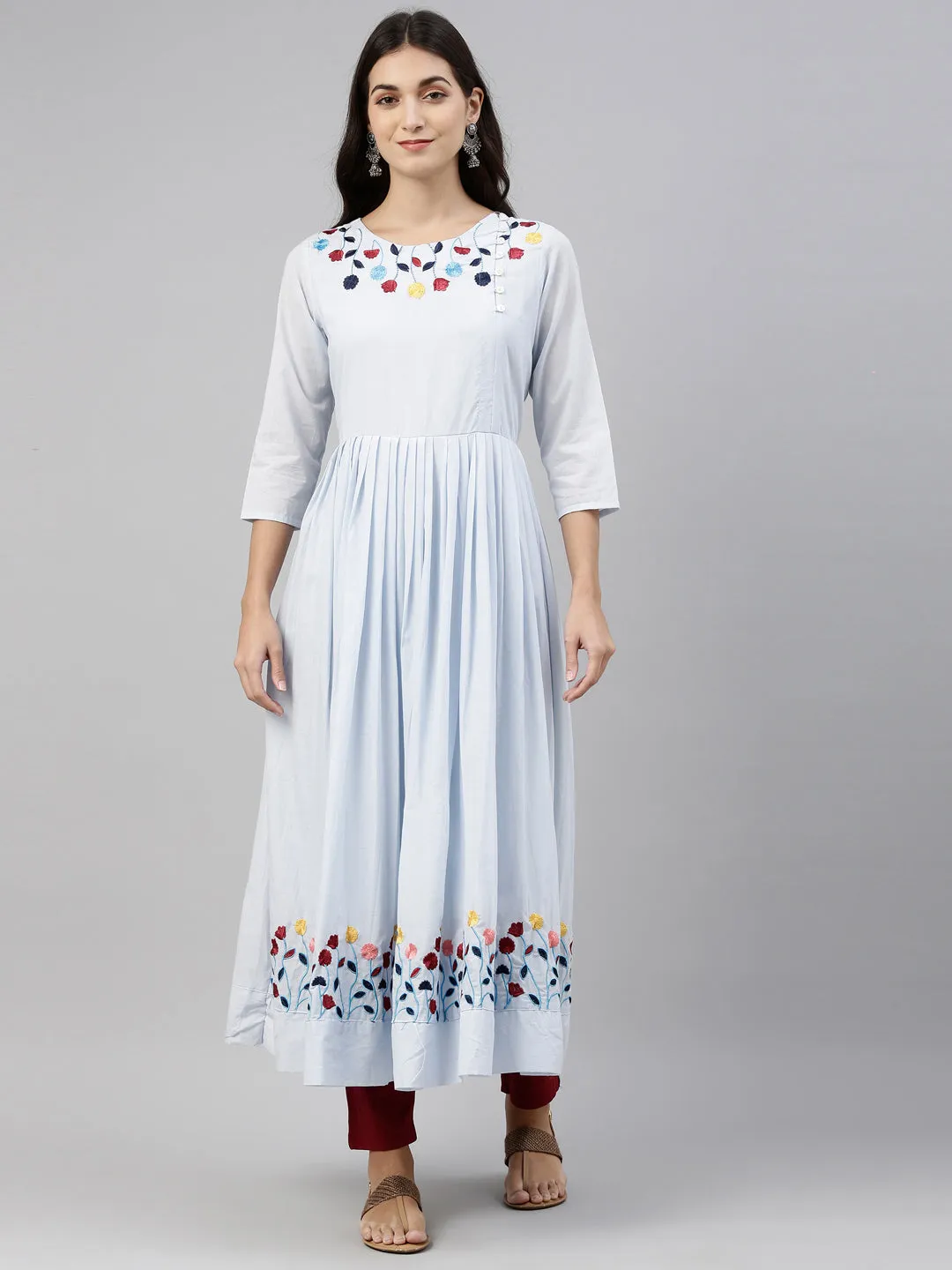 Neeru's Blue Color Cotton Fabric Tunic