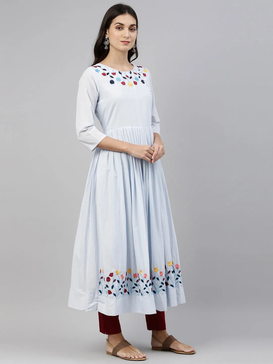 Neeru's Blue Color Cotton Fabric Tunic