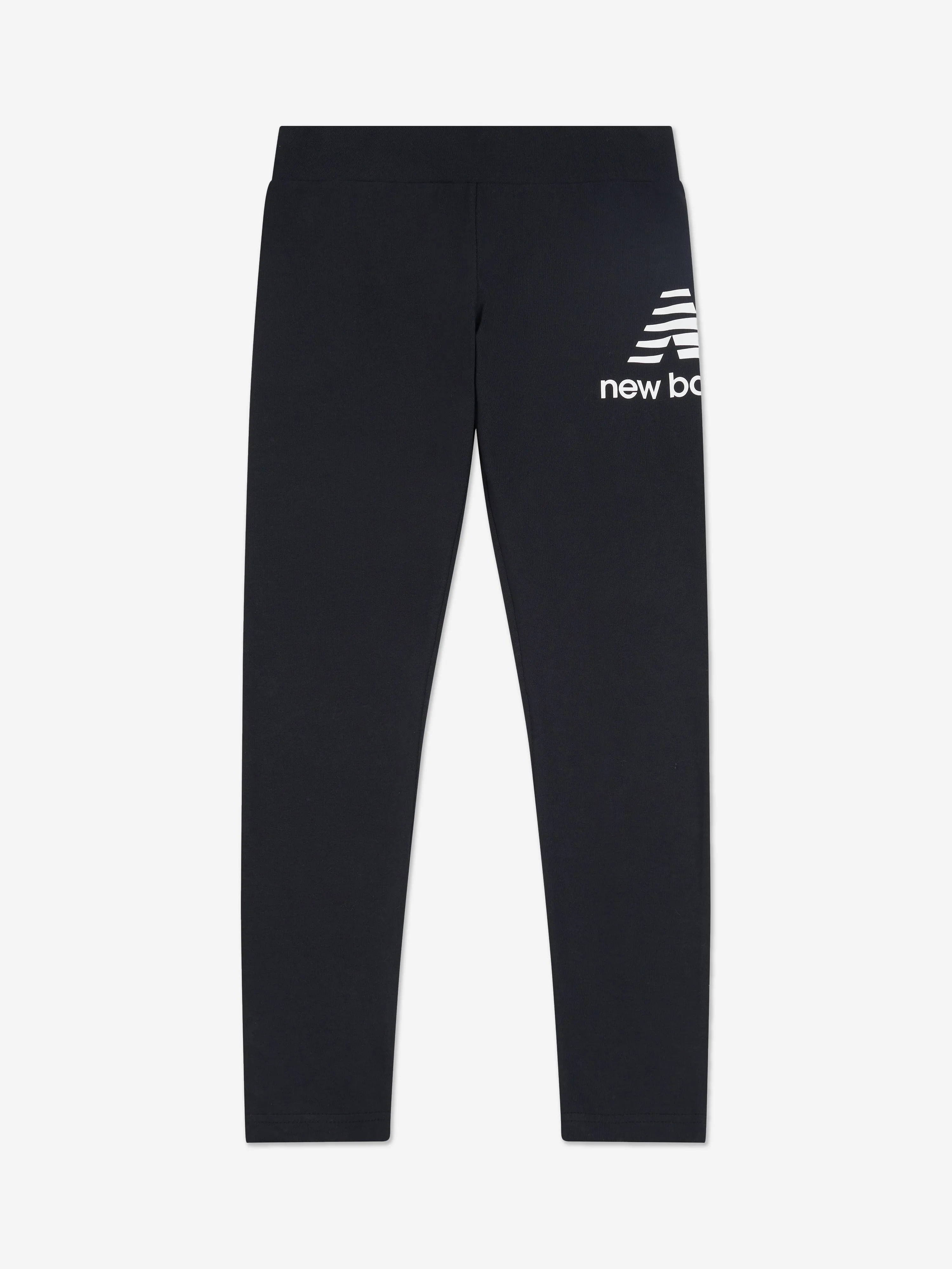New Balance Girls Stacked Logo Leggings in Black