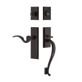 New York Handleset with S-Grip and New York Long Plate with Manor Lever in Timeless Bronze