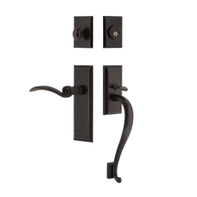 New York Handleset with S-Grip and New York Long Plate with Swan Lever in Timeless Bronze
