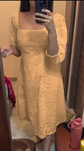 Orange Chikankari Pakistani Royal Hakuba Designer Ready to Wear One Piece Tunic Dress