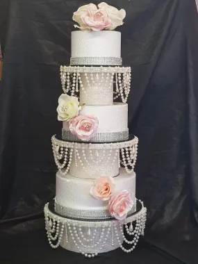 Pearl wedding cake stands, pearl cake dividers. cake tier separators , Ivory by Crystal wedding uk