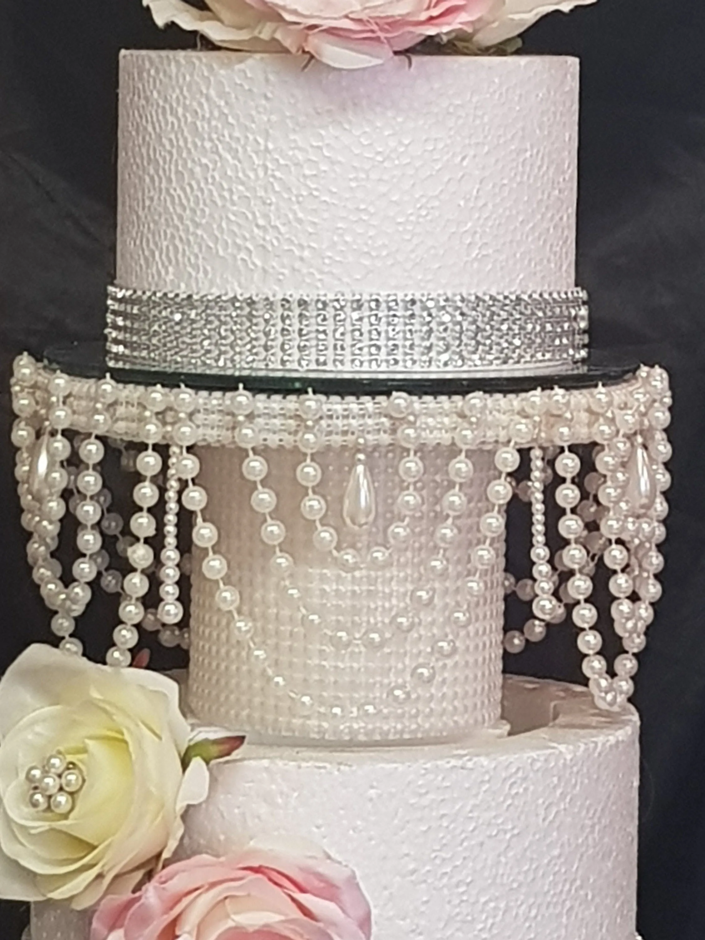 Pearl wedding cake stands, pearl cake dividers. cake tier separators , Ivory by Crystal wedding uk
