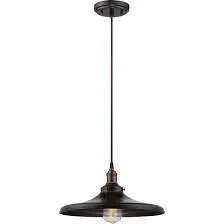Pendant Fixture in Rustic Bronze and Matching Shade