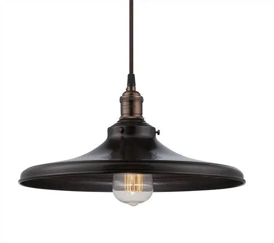 Pendant Fixture in Rustic Bronze and Matching Shade