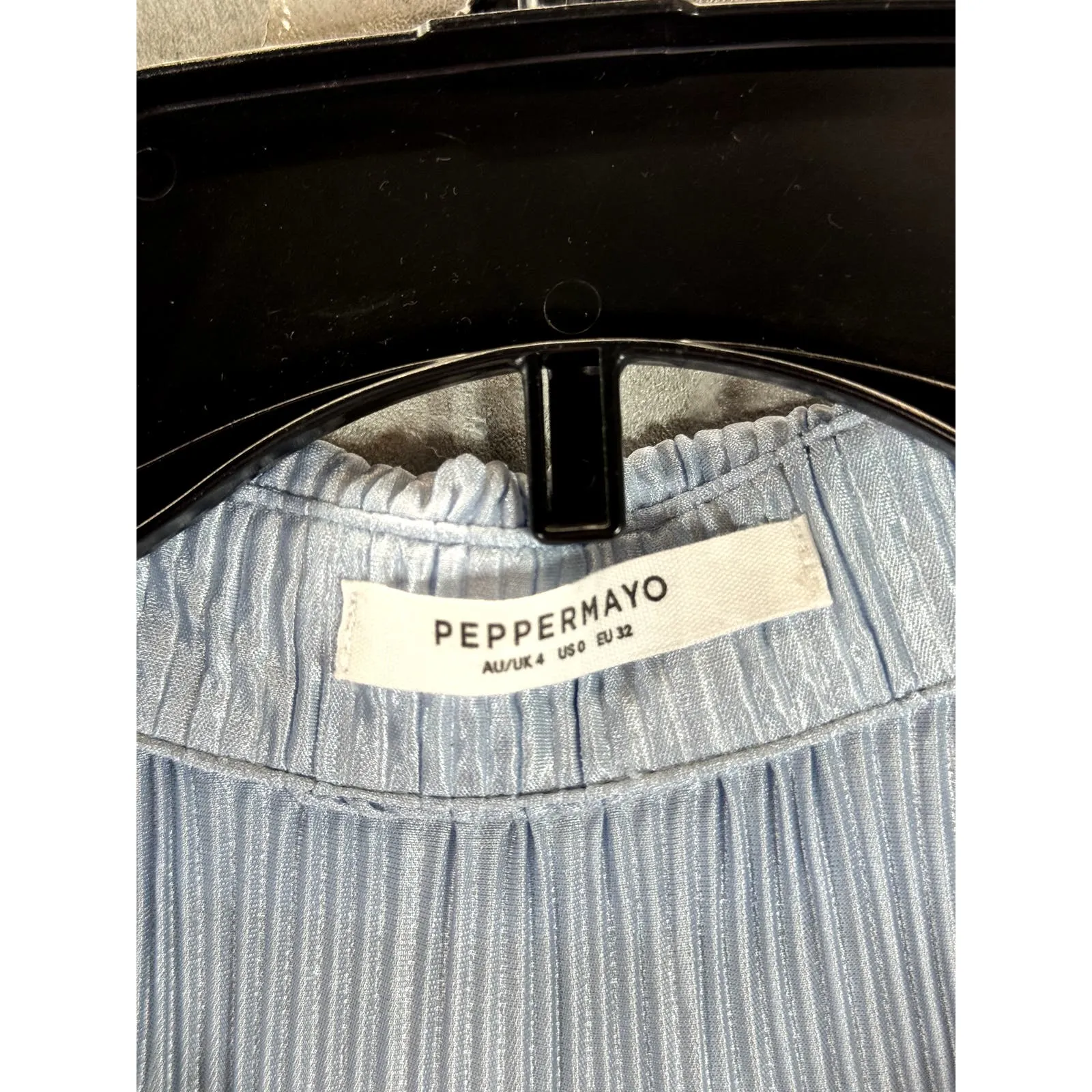 PEPPERMAYO Women's Baby Blue Plisse Soho Chic Long Sleeve Mini Shirt Dress SZ 0