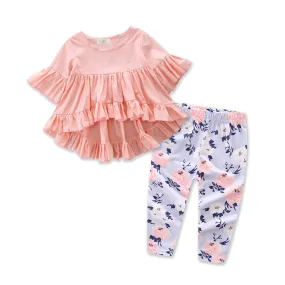 Pink & Blue Floral Leggings Set