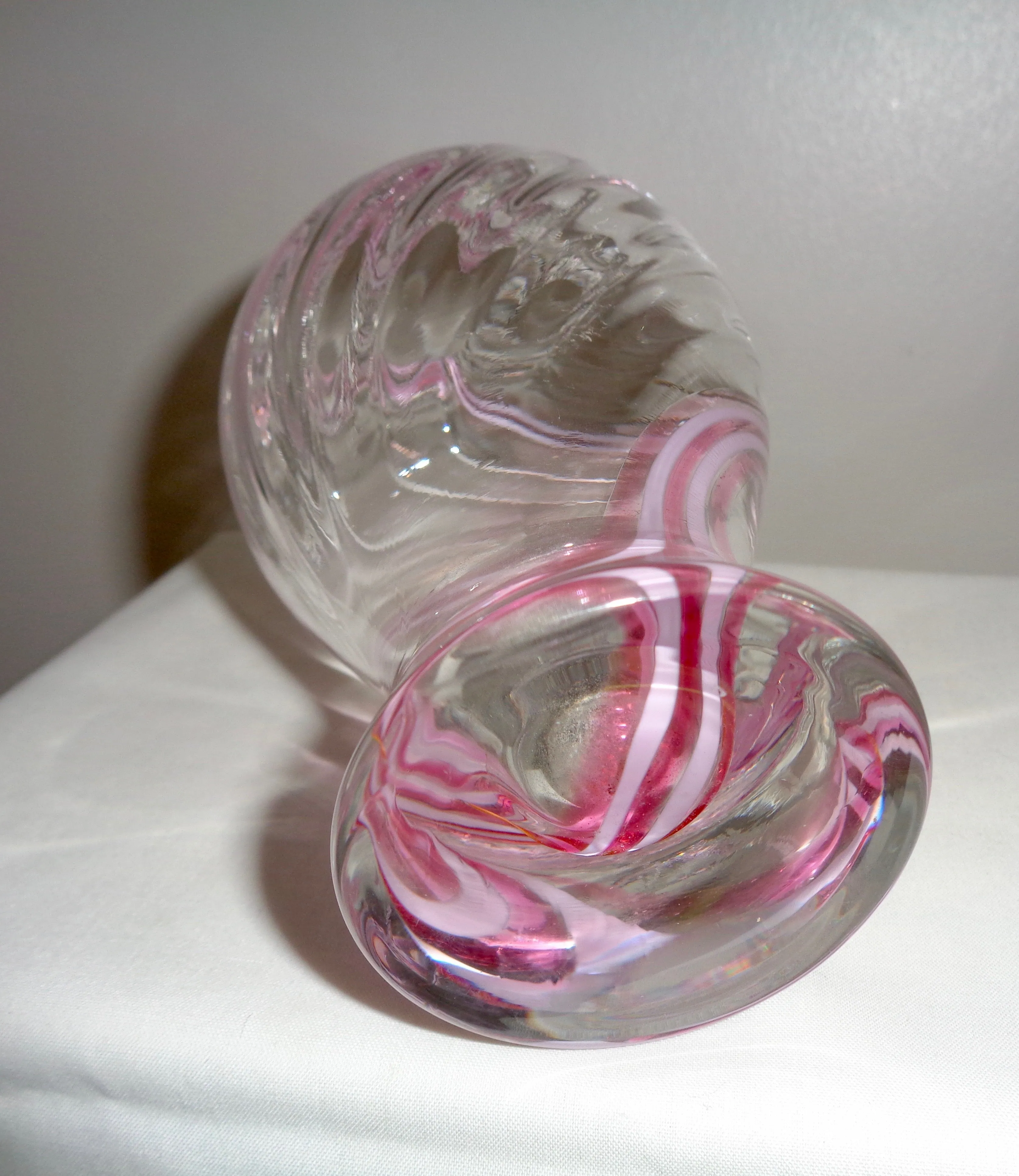 Pink Swirl Caithness Handmade Glass Bud Vase
