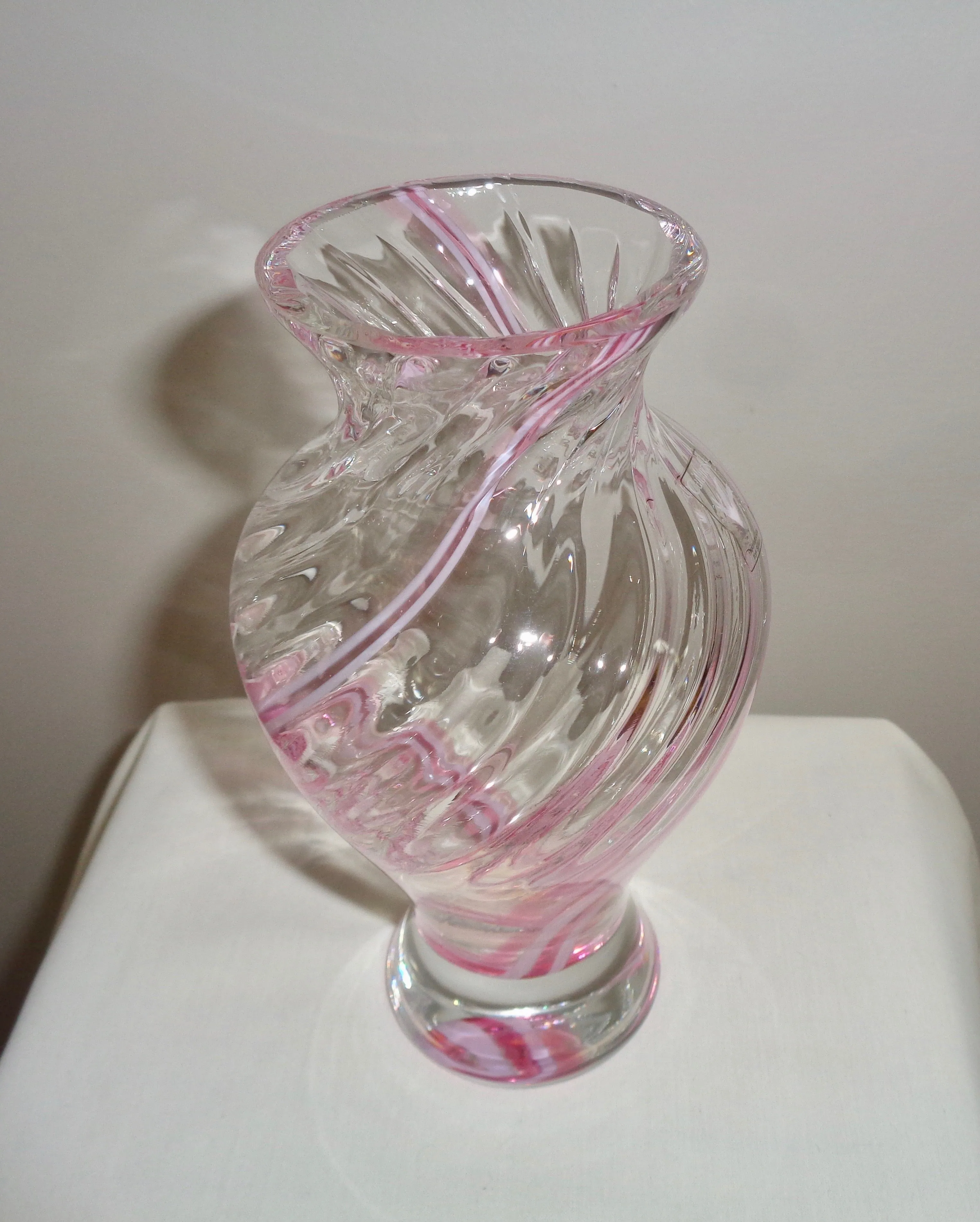 Pink Swirl Caithness Handmade Glass Bud Vase