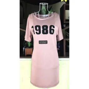 Pink T Shirt Mini Dress L S4458075