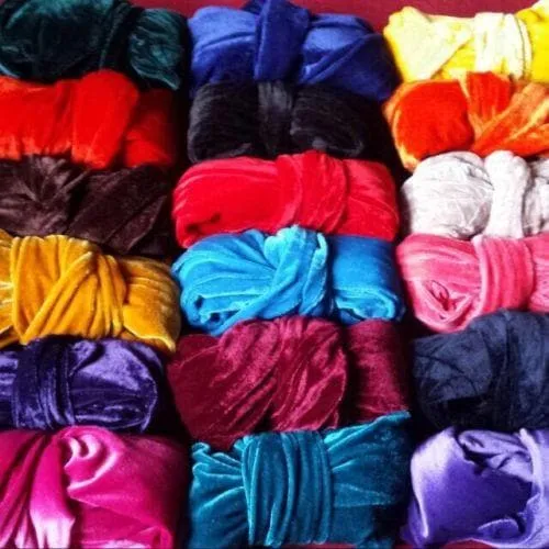 Plain Small Velvet Turban Head Wrap (Single wrap) With Brooch