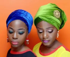 Plain Small Velvet Turban Head Wrap (Single wrap) With Brooch