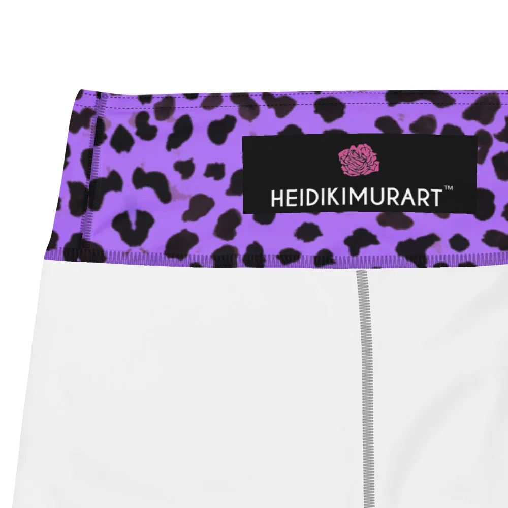 Purple Cheetah Print Yoga Leggings, Animal Print Women's Long Gym Tights-Made in USA/EU