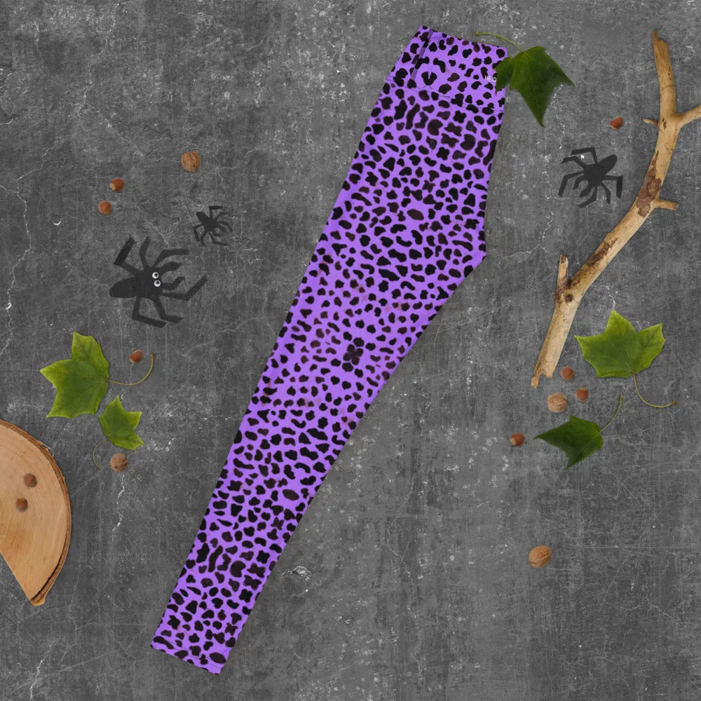 Purple Cheetah Print Yoga Leggings, Animal Print Women's Long Gym Tights-Made in USA/EU
