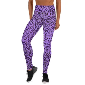 Purple Cheetah Print Yoga Leggings, Animal Print Women's Long Gym Tights-Made in USA/EU