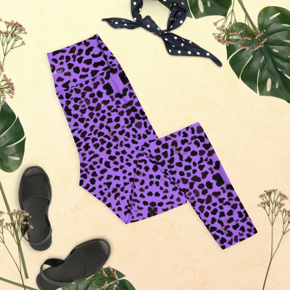 Purple Cheetah Print Yoga Leggings, Animal Print Women's Long Gym Tights-Made in USA/EU