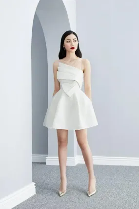 Quick Ship ELEGANT WINTOUR PUFF-SLEEVE MINI LBD DRESS- Moli