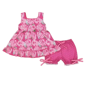 "Roses are Pink" 2 PC Girls Boho Shorts Set