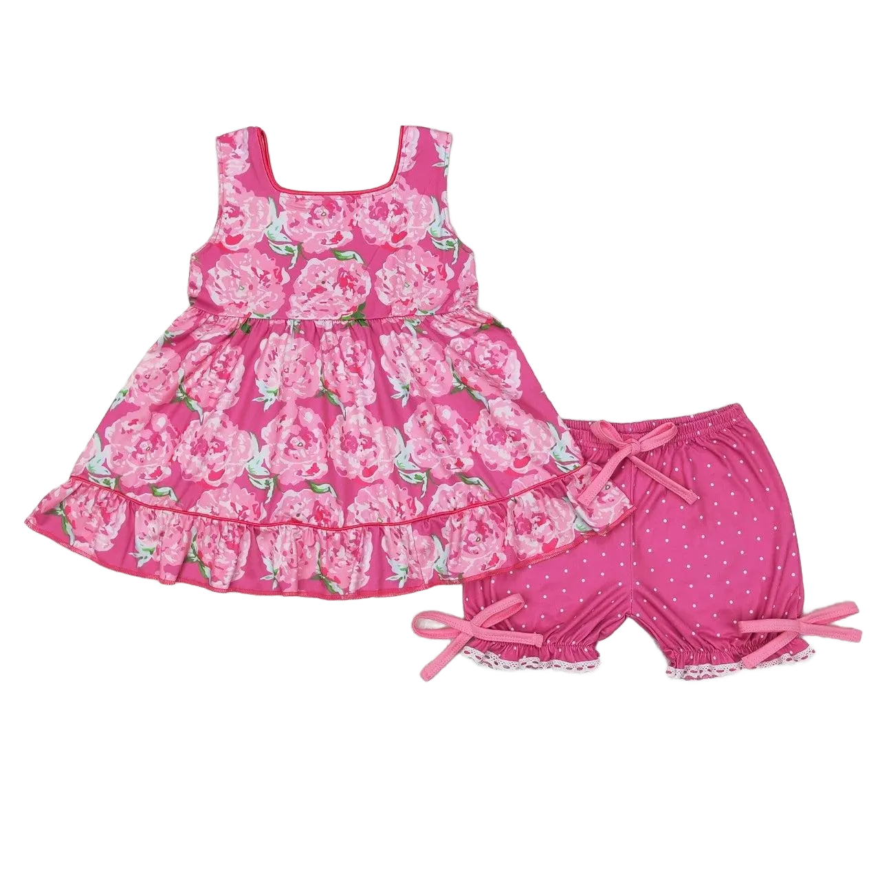 "Roses are Pink" 2 PC Girls Boho Shorts Set