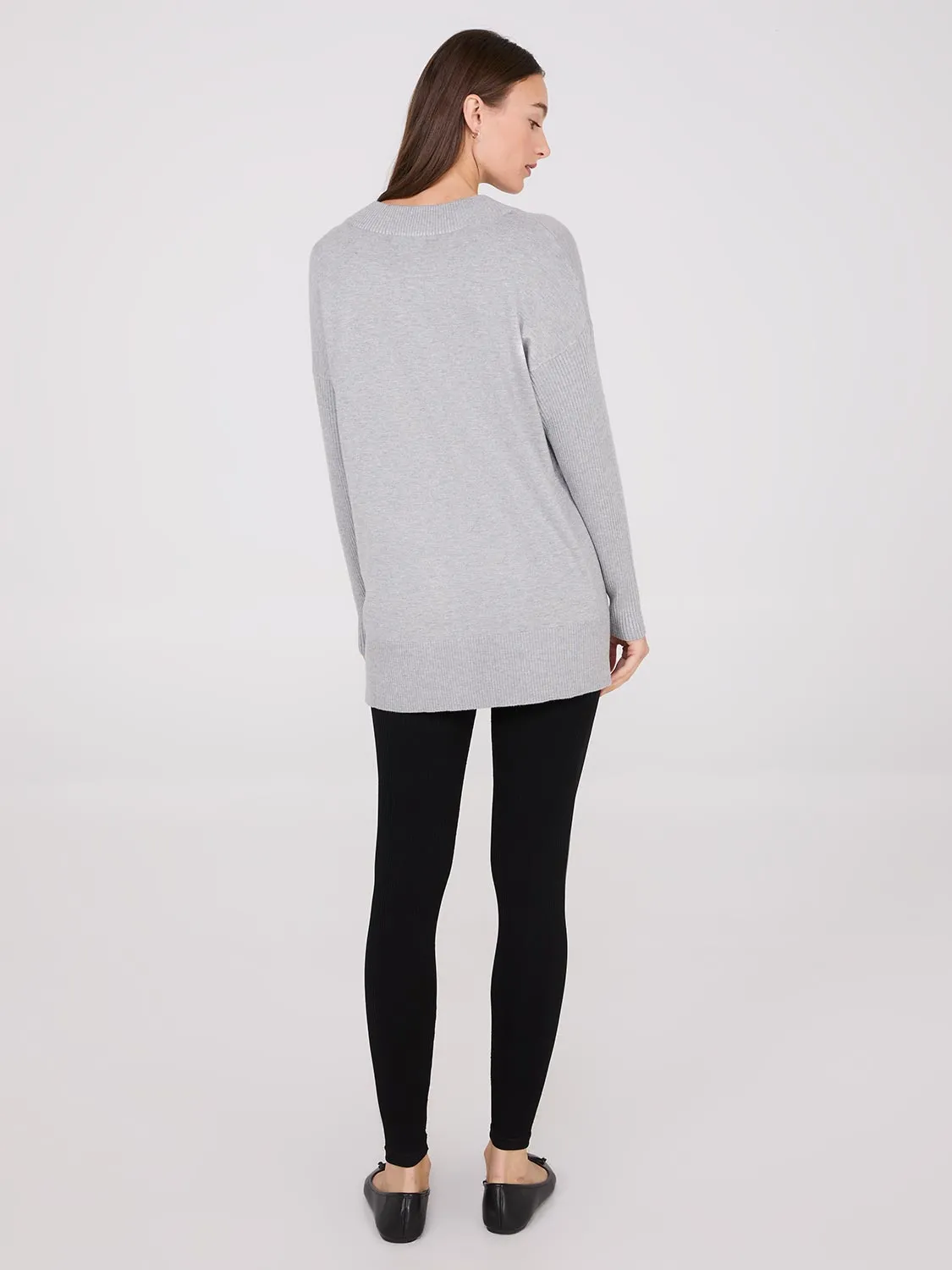 Ribbed V-Neck Tunic Top