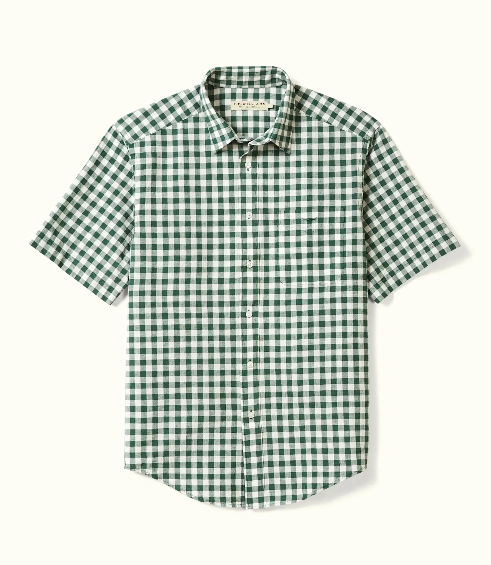 R.M.Williams - Regular Shirt - Check - Short Sleeve - Green & White