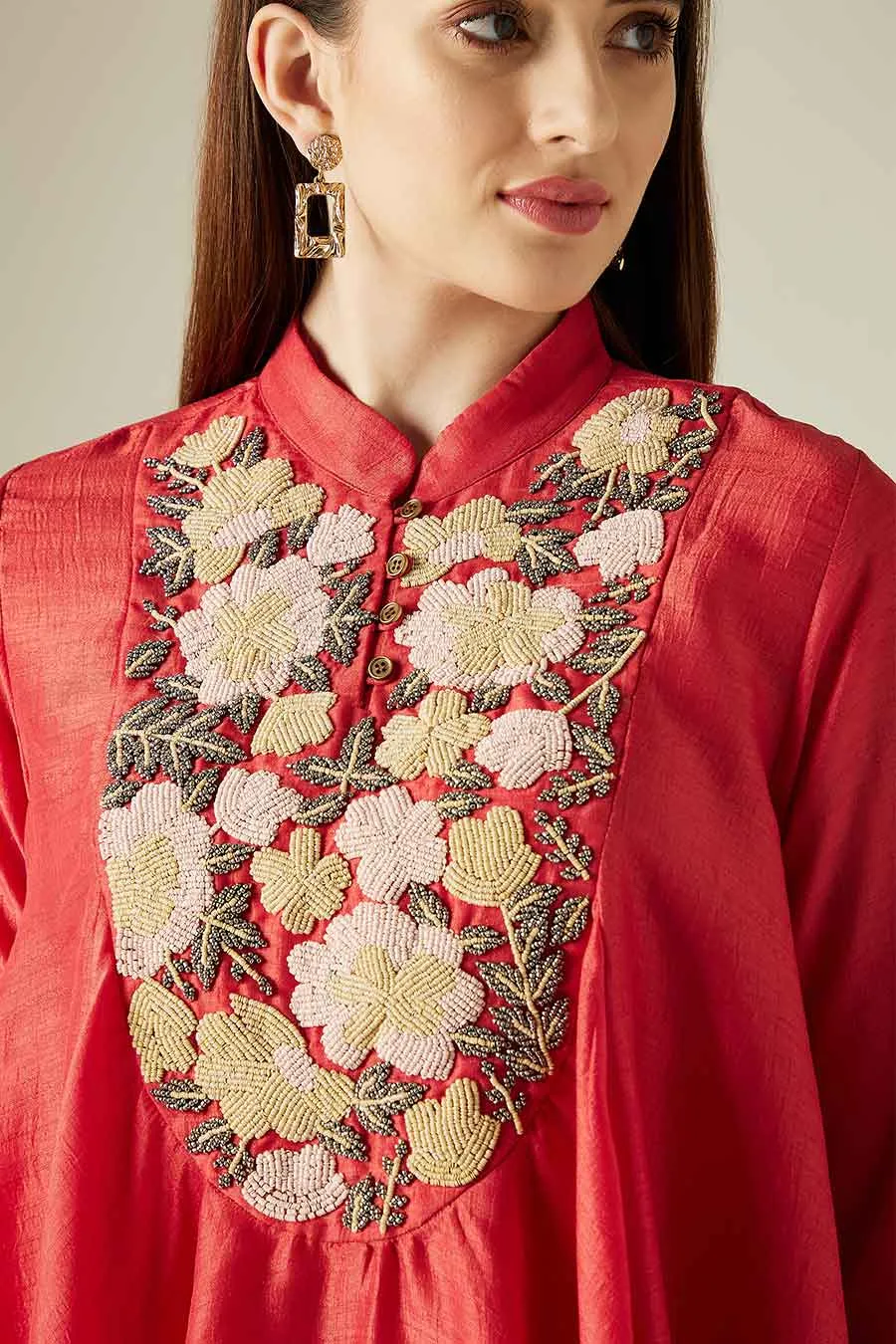 Rose Red Garden Tunic & Skirt Co-Ord Set